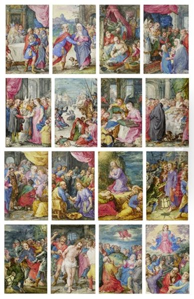 Set Of 16 Miniatures From The Lives Of The Virgin Mary And Jesus Oil Painting by Jan Brueghel the Elder