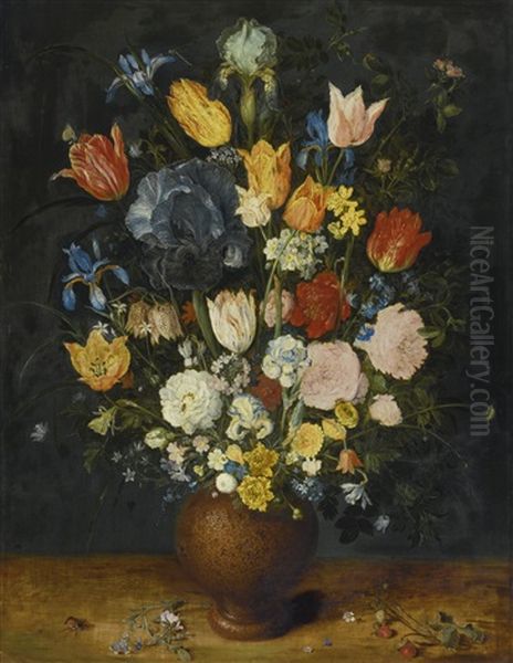 Still Life Of Flowers In A Stoneware Vase Oil Painting by Jan Brueghel the Elder