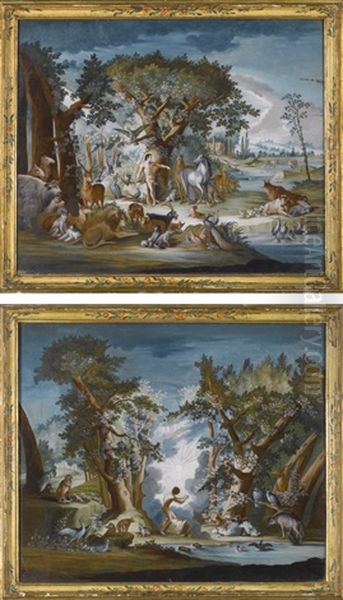 A Pair Of Italian Reverse Oil Paintings On Glass After Jan Brueghel I Oil Painting by Jan Brueghel the Elder