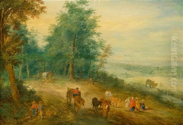 A Broad Landscape With Travellers Oil Painting by Jan Brueghel the Elder