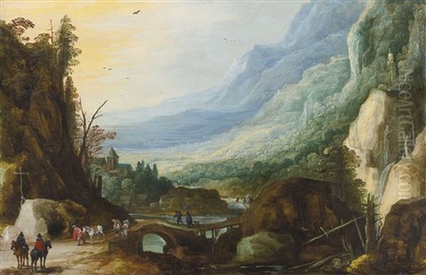 Mountainous Landscape With A Bridge Across A River Oil Painting by Jan Brueghel the Elder