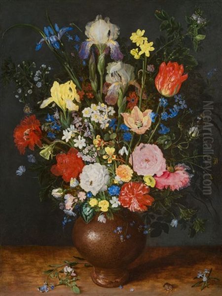 Blumenstraus In Tonvase by Jan Brueghel the Elder