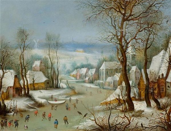 Winterlandschaft Mit Vogelfalle Oil Painting by Jan Brueghel the Elder