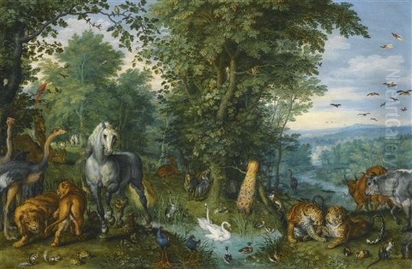 The Garden Of Eden With The Fall Of Man Oil Painting by Jan Brueghel the Elder