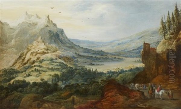 Landskap Med Resande Sallskap Oil Painting by Jan Brueghel the Elder