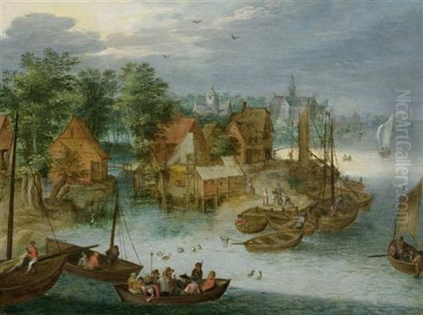 Fischerdorf Am Wasser Oil Painting by Jan Brueghel the Elder