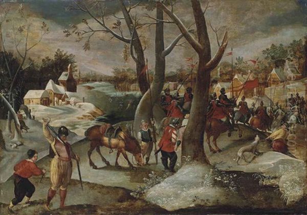 Winter Landscape With The Massacre Of The Innocents Oil Painting by Jan Brueghel the Elder