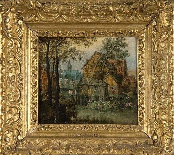 Scene De Village Oil Painting by Jan Brueghel the Elder