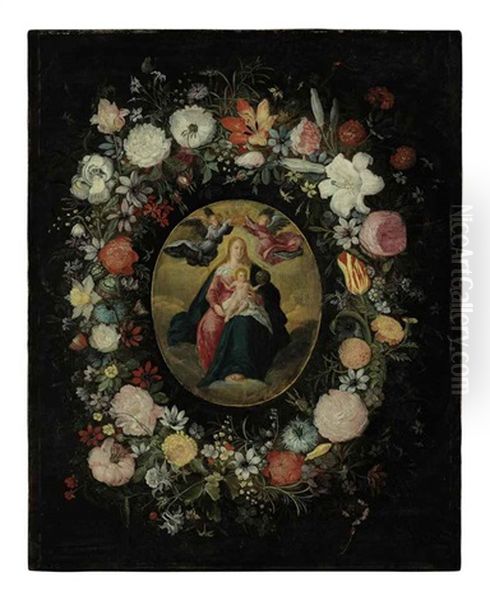 The Virgin And Child With Angels Surrounded By Flowers by Jan Brueghel the Elder