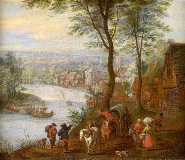 Tavern On The River Bank Oil Painting by Jan Brueghel the Elder