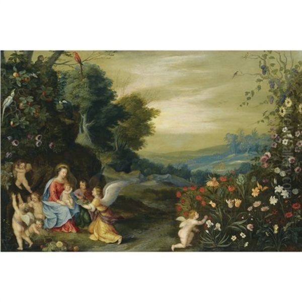 An Extensive Landscape With The Rest On The Flight To Egypt Oil Painting by Jan Brueghel the Elder