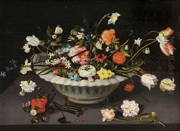 Stillleben Mit Blumen In Einer Keramikschale Oil Painting by Jan Brueghel the Elder