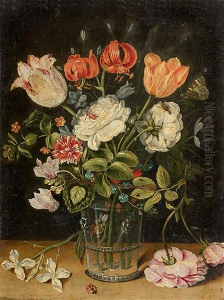 Blumen In Einer Glasvase Oil Painting by Jan Brueghel the Elder