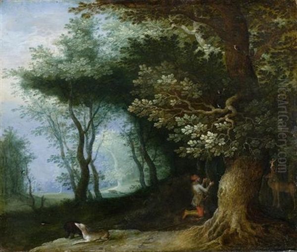 Waldlandschaft Mit Dem Heiligen Hubertus Oil Painting by Jan Brueghel the Elder