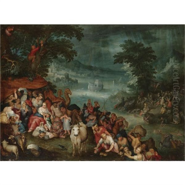 The Flood With Noah's Ark In The Background Oil Painting by Jan Brueghel the Elder