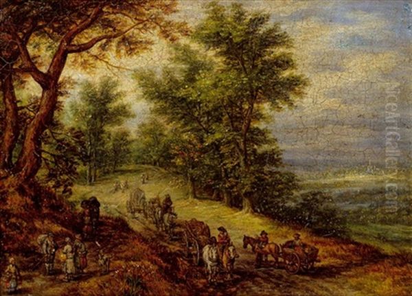 Landstrase Mit Gepackzug Oil Painting by Jan Brueghel the Elder