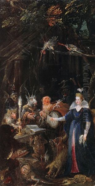 Versuchung Des Heiligen Antonius (collab. W/hieronymus Francken L.) Oil Painting by Jan Brueghel the Elder