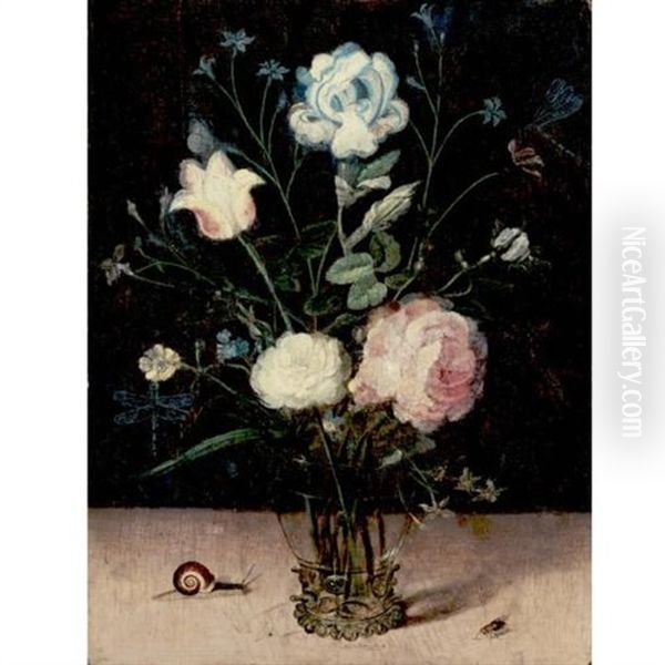 Still Life Of Flowers In A Glass Vase Oil Painting by Jan Brueghel the Elder