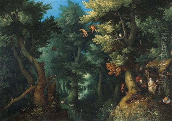 Waldlandschaft Mit Den Eremiten St. Paul Und St. Antonius Oil Painting by Jan Brueghel the Elder