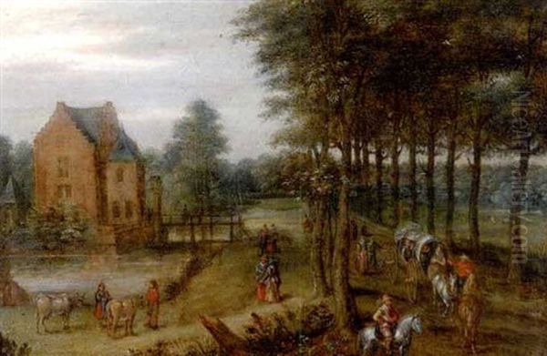 Parklandschaft Mit Haus, Tier- Und Figurenstaffage Oil Painting by Jan Brueghel the Elder