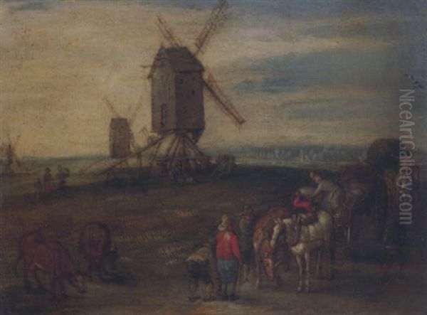 Bauern Bei Der Windmuhle Oil Painting by Jan Brueghel the Elder