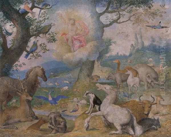 God The Father Creating The Animals Oil Painting by Jan Brueghel the Elder