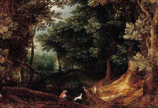 A Wooded Landscape With Sportsmen Oil Painting by Jan Brueghel the Elder