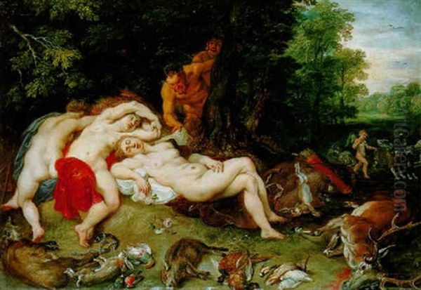 Schlafende Nymphen Von Satyren Belauscht Oil Painting by Jan Brueghel the Elder