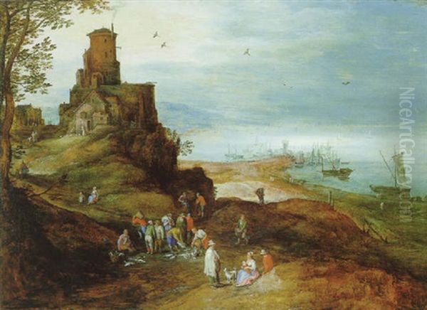 Seehafen Mit Altem Castell by Jan Brueghel the Elder