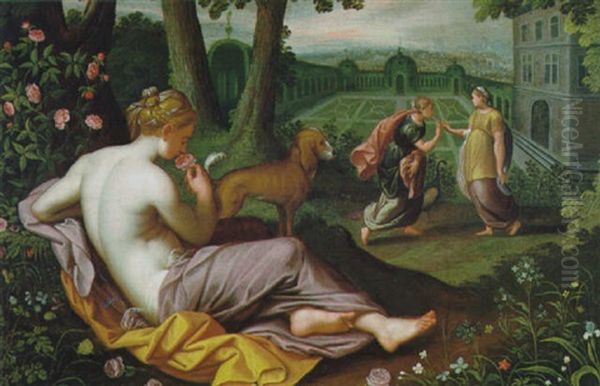 Drei Frauen In Einem Schlospark, Allegorie Des Fruhlings Und Des Geruchs Oil Painting by Jan Brueghel the Elder