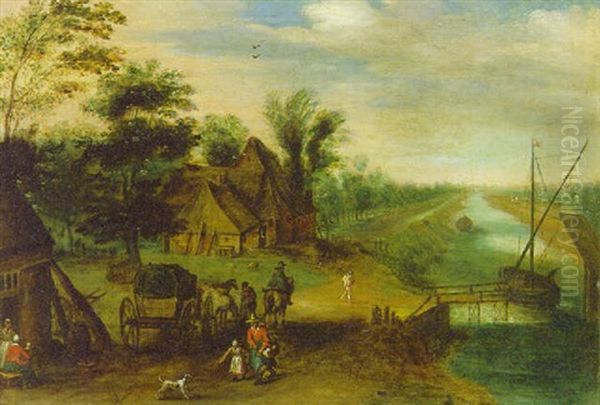 A Village By A River Oil Painting by Jan Brueghel the Elder