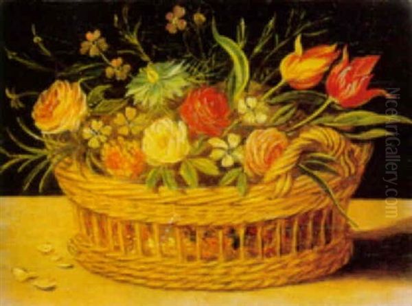 Flowers In A Basket Oil Painting by Jan Brueghel the Elder