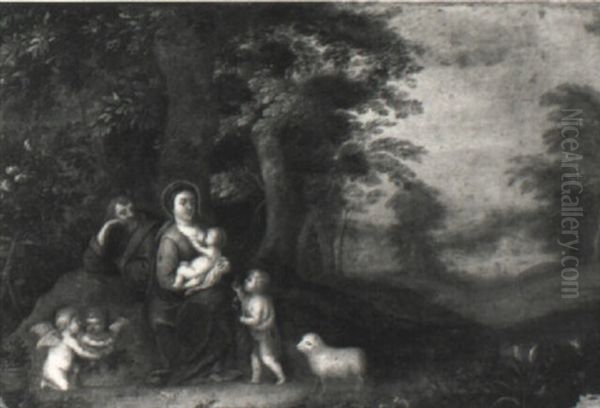 The Holy Family With The Infant St. John The Baptist In A Landscape Oil Painting by Jan Brueghel the Elder