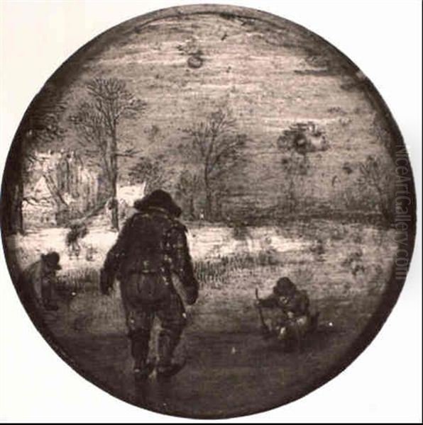 Skaters In A Landscape Oil Painting by Jan Brueghel the Elder