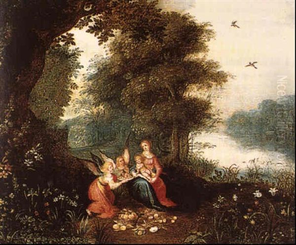 Le Repos Pendant La Fuite En Egypte Dans Un Paysage De Riviere Oil Painting by Jan Brueghel the Elder