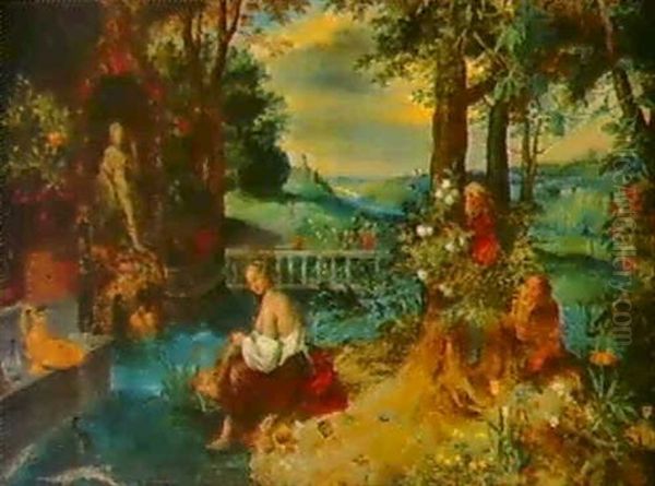 Susanna I Badet Oil Painting by Jan Brueghel the Elder