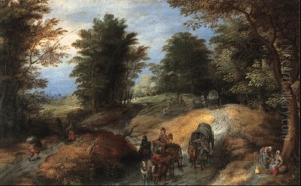 Travellers On A Road By The Outskirts Of A Wood by Jan Brueghel the Elder