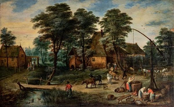 Paysans Sur Une Place De Village Oil Painting by Jan Brueghel the Younger