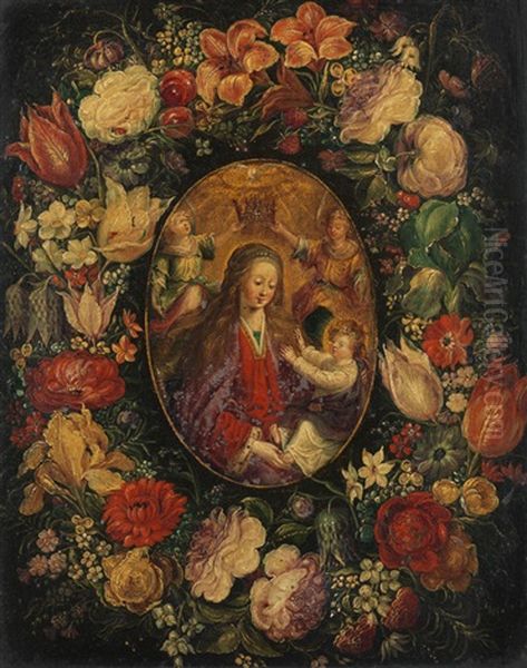 Madonna Mit Kind In Der Blumengirlande Oil Painting by Jan Brueghel the Younger