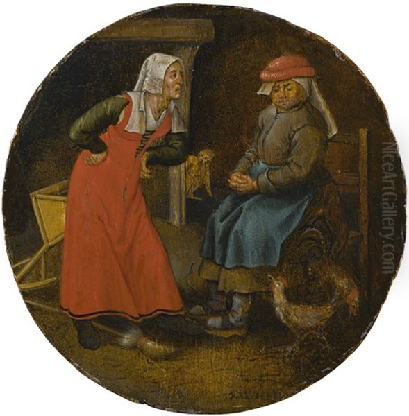 The Quarrelsome Housewife', Or 'the Scolding Woman And The Cackling Hen Oil Painting by Pieter Brueghel the Younger