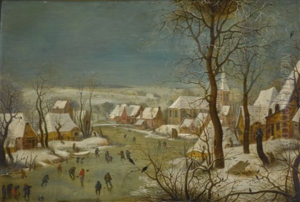 Winter Landscape With A Bird Trap Oil Painting by Pieter Brueghel the Younger