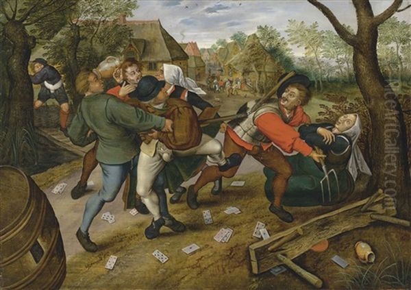 Peasants Brawling Oil Painting by Pieter Brueghel the Younger