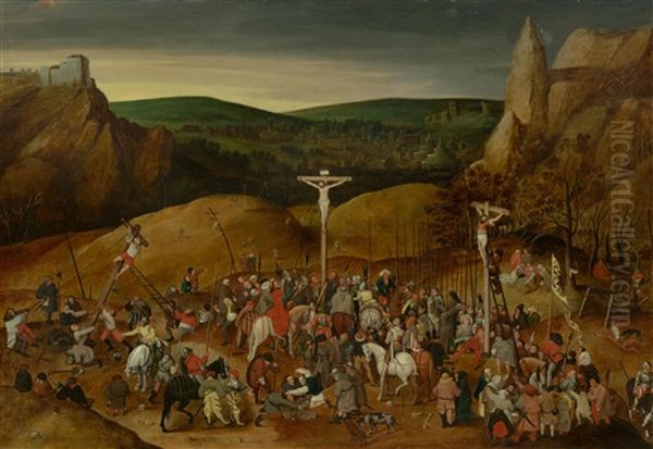 Large Crucifixion Scene With Figures by Pieter Brueghel the Younger