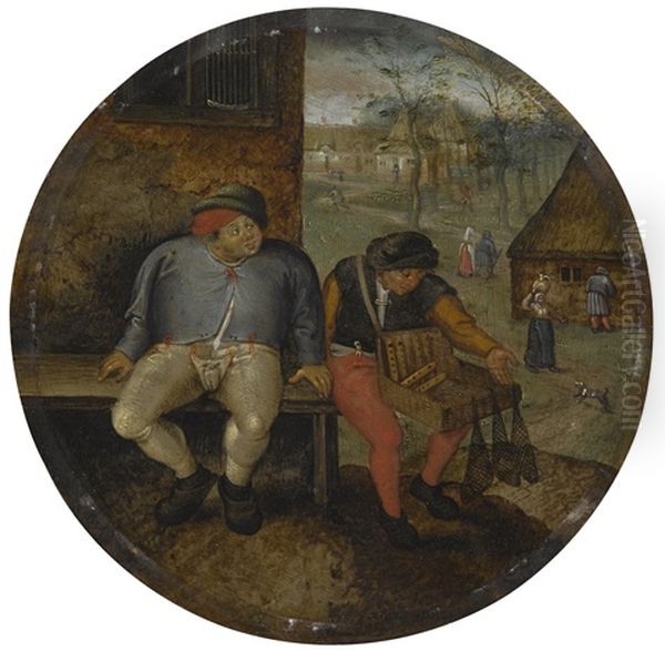 The Fat Peasant And The Peddler: A Flemish Proverb Oil Painting by Pieter Brueghel the Younger