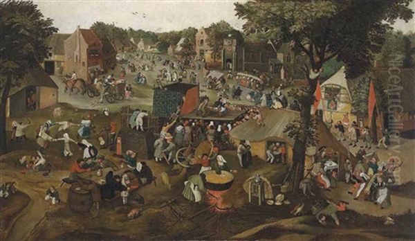 A Grand Village Kermesse With A Performance Of The Farce Een Cluyte Van Plaeyerwater ('a Clod From A Plaeyerwater