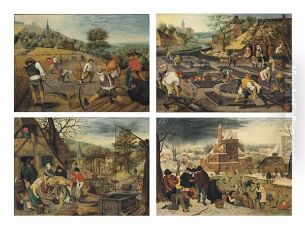 The Four Seasons: Spring; Summer; Autumn; And Winter Oil Painting by Pieter Brueghel the Younger