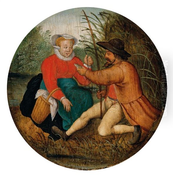 Das Paar Beim Angeln Oil Painting by Pieter Brueghel the Younger