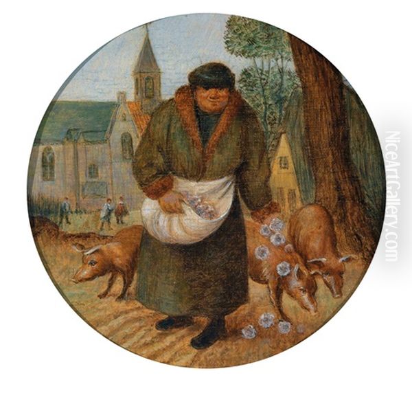 Perlen Vor Die Saue Werfen Oil Painting by Pieter Brueghel the Younger