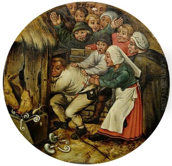 Der In Den Schweinestall Gestossene Oil Painting by Pieter Brueghel the Younger