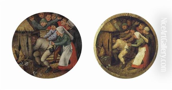 The Drunkard Pushed Into The Pigsty Oil Painting by Pieter Brueghel the Younger